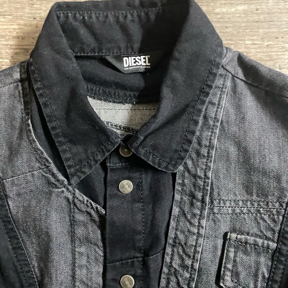 Diesel Patchwork Denim Shirt Dress Black Women's XXS (0) Oversized Fits M/L - Picture 8 of 13